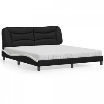 Cama con colchón de cuero sintético blanco y negro 180x200 cm Vidaxl