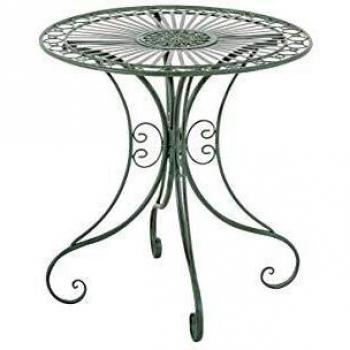 Mesa de Jardín CLP Hari Redonda de Exterior para 4 Personas en Metal Verde Antiguo