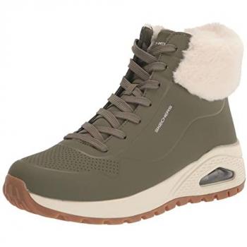 Bota Mujer Skechers Uno Rugged Verde Oscuro 39, Casual, Cordones, Durabuck/Faux Fur