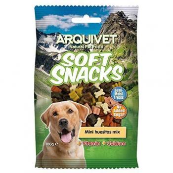 ARQUIVET Soft Snacks para Perro Mini huesitos Mix 100 gr - Snacks en Forma de Mini huesitos - Golosinas, chuches, premios y recompensas caninas - Alimento complementario