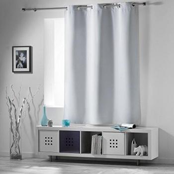 Cortina Opaca de Ojetes - 140 x 180 cm - Color Blanco Neve