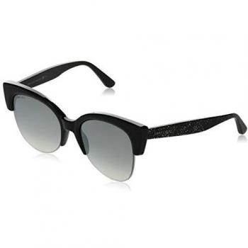 Jimmy Choo Priya/S NS8 Black Glitter Priya/S Cats Eyes Sunglasses Lens Mirrored Size 56mm