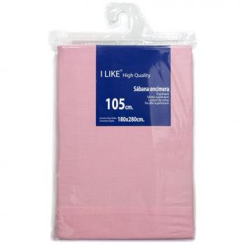 I LIKE® SABANA ENCIMERA ROSA 100% ALGODÓN CAMA 105
