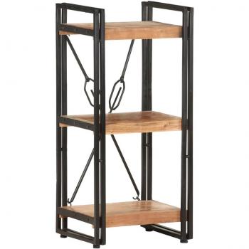 3-Tier Solid Wood Bookcase in Acacia and Mango with Iron Frame - 15.7x11.8x31.5 and 40x30x80 cm Options