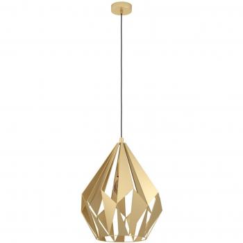 Lámpara Colgante Vintage Eglo Carlton Acero Dorado 1xE27 38.5cm
