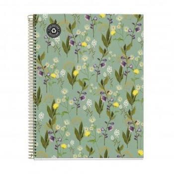 Cuaderno Reciclado A4 120 Hojas Verde Garden Cuadrícula 5mm