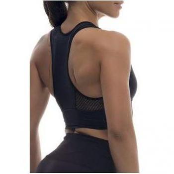 Anaissa - Top deportivo Birmania en color negro para fitness, yoga y entrenamiento personal
