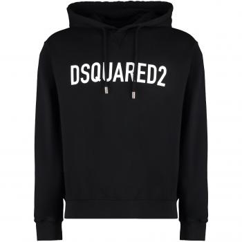Dsquared2 Men's Logo Print Hoodie - Black, Size Small, S74GU0664D25002, Color 900, Ribbed Cuffs
