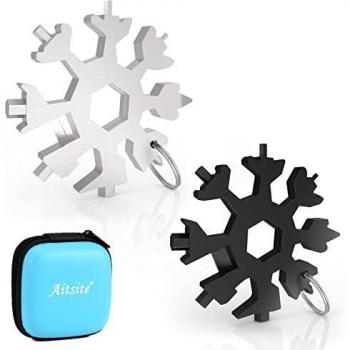 Aitsite Multi herramienta copo de nieve Tarjeta de la herramienta del copo de nieve Destornillador multi-herramienta de acero Llavero Abrebotellas Tarjeta