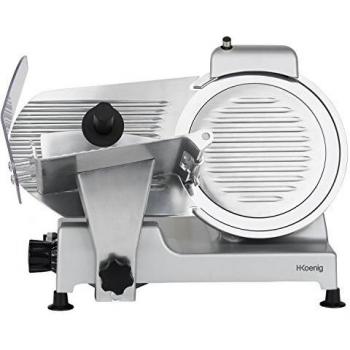 H.Koenig MSX250 Cortafiambres Eléctrico, Cortafiambres Cuchilla Italiana Profesional, Potencia 240W, Motor Asíncrono 282 rpm, Grosor del Corte 0-12 mm, Tecnología Silenciosa, Temporizador, Diámetro Cu