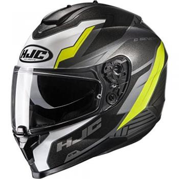 Casco HJC C70 Silon MC3H - Negro Blanco Amarillo, ligero, aerodinámico, con sistema de ventilación avanzado, visera anti-rayaduras y interior desmontable y lavable