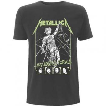 Metallica Justice Faces Charcoal T-Shirt - Grey - Size S - 100% Cotton Jersey