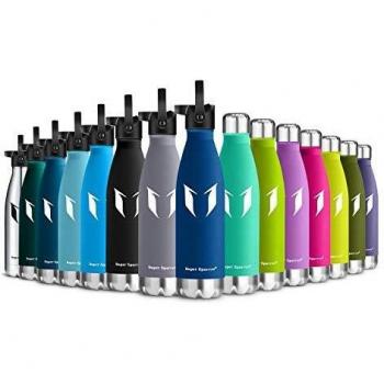 Super Sparrow Botella de Agua aislada al vacío de Acero Inoxidable, diseño de Pared Doble - 500ml - Sin BPA Gorra Deportiva con Gorra estándar - para Correr, Gimnasio, Yoga, Ciclismo