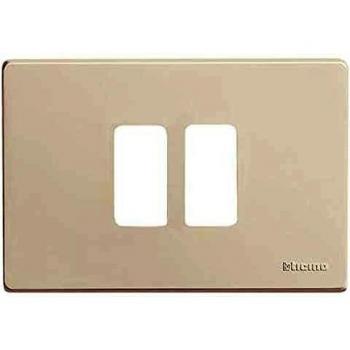 Placa de Interruptor Bticino Magic 2 Puestos Centrados Resina Marfil TIC500/23/R
