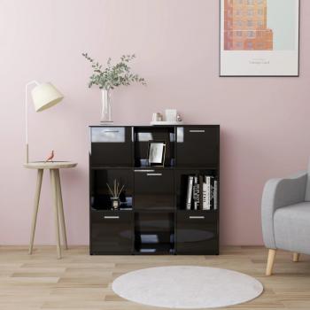 Estantería Librería Negro Pulido 90x30x90 cm Madera Multicapa