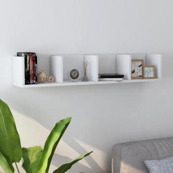Estante de pared para CD contrachapada 100x18x18 cm en Blanco, Negro y Roble Sonoma - Mueble de Almacenaje Estantería para Oficina, Estudio y Dormitorio