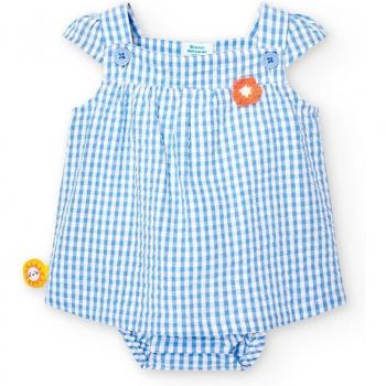 Vestido popelín cuadros de bebé con braguita a juego