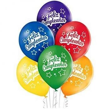 Party Fiesta 6 Globos Feliz Cumpleaños 27 Cm