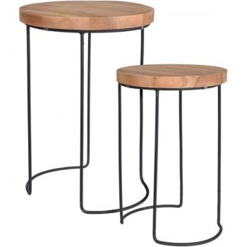 Juego de mesitas auxiliares H&S Collection 2 piezas teca marrón