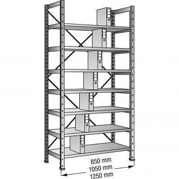 Estantería ensamblable para archivadores de acero galvanizado, altura 2640 mm, un lado, dimensiones base 800 x 300 mm