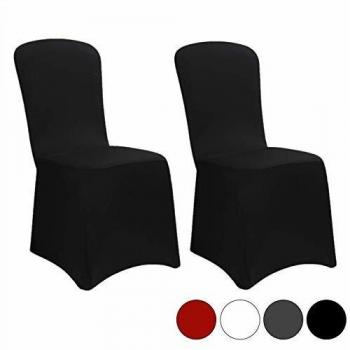 Juego de 2 Fundas para Sillas Stretch Negro, Lavables a 30°C, Sin Apoyabrazos, Ideal para Bodas y Fiestas