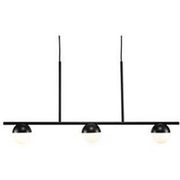 Lámpara Colgante Contina 3-Focos G9 Negra con Cristal Opal y Cable Textil