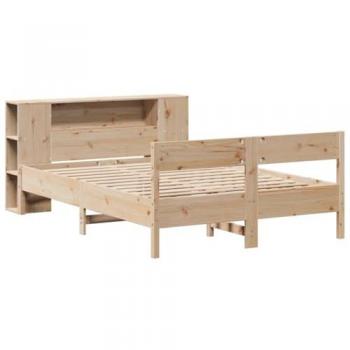 Cama con estantería sin colchón 135x190 cm Madera Maciza de Pino Marrón
