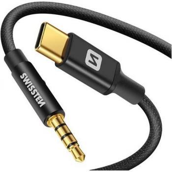 Adaptador de audio USB-C a Jack 3,5 mm Textil Negro 1,5 m