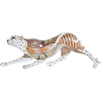 Figura decorativa de resina con diseño de leopardo en blanco, multicolor y naranja - 30 x 40 cm