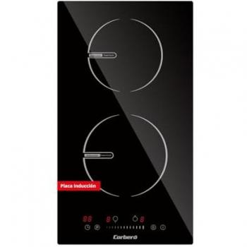 Placa de Inducción Modular Corbero CCIG205D - 30cm, 2 Zonas, 3600W, Control Táctil, 9 Niveles, Booster y Temporizador en Cristal Negro