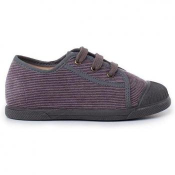 Zapatillas de lona para niños con puntera de goma y detalles de pana