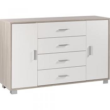 Aparador Sarmog Olmo Blanco con 2 Puertas y 4 Cajones 136x41x86 cm