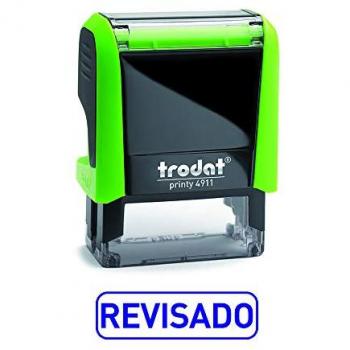 Sello Automático Trodat 4911 Revisado, Texto Español, Tamaño de Placa 37 x 14 mm, Color Azul