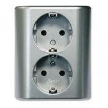 Simon brico MS540207 - Base doble monobloc empotrar aluminio bolsa colgar