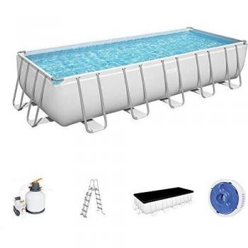 Piscina Desmontable Tubular Bestway Power Steel 640x274x132 cm con Depuradora de Arena, Cobertor y Escalera