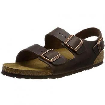 Birkenstock Milano Oiled Leather Flat Sandals for Men - Brown Size 12 US