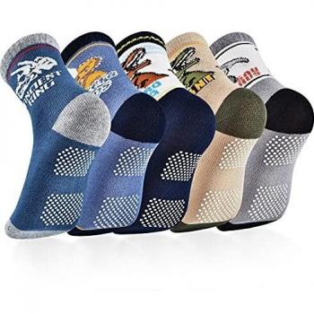 OOPOR Niños Antideslizantes Algodón Calcetines Tobilleros - Acogedor Vestir Colores Marvel Goma Correr Sport Socks Fornite Disfraz Novedad Dinosaurios Coche 5 Pack Tela Futbol Casa Navidad 0-12 Años