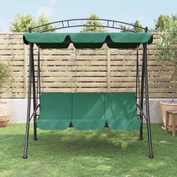 Green Fabric and Steel Garden Swing Bench with Canopy 78