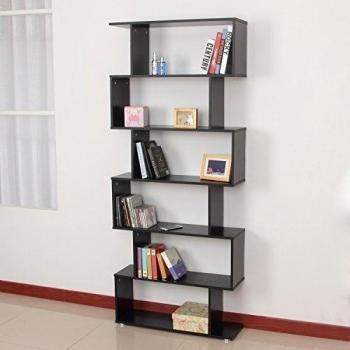 HOMCOM Estanteria Libreria 6 Estantes Madera Forma S 80x24x191 cm Estantes Color Negro