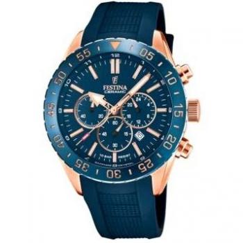 Festina Men's Ceramic Chronograph Watch F20516/1 with Blue Rubber Strap