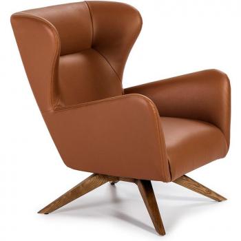 Sillón giratorio tapizado en polipiel ANGEL CERDÁ 5038C, color Nogal/Marrón, dimensiones 86 x 75 x 90 cm