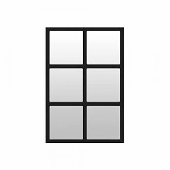 Espejo Cuadrado Tipo Ventana Lisboa II de Madera en DM Lacada Color Negro - Apto para Colgar - Hecho a Mano en España - Medidas 90x60 cm
