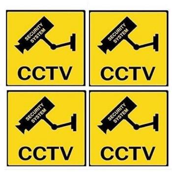 4 PCS Señal de Advertencia, WER Advertencia Señal de Peligro de Acrílico para CCTV/ Carteles disuasorios y Pegatinas de seguridad, 120*120mm
