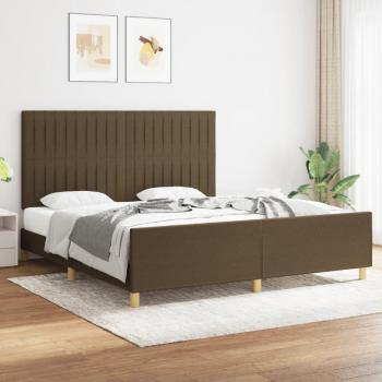 Cama solar sin colchón marrón oscuro 180x200 cm con estructura de cama y cabecero de tela marrón Vidaxl