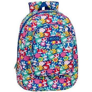 Mochila Escolar con Carro, Diseño de Frozen Magic y Moos Corgi, Material Microfibra, Dimensiones 32x43x21cm - Rosa