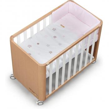 Cotinfant Doco Sleeping Wood Minicuna de Colecho 90x50 cm con Textil Star Rosa