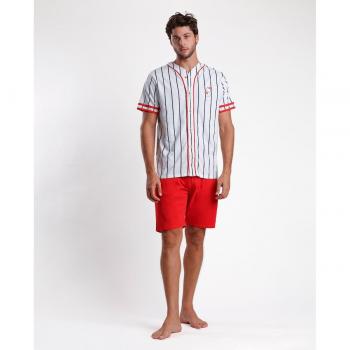 Pijama corto de hombre de punto blanco con Snoopy Strike