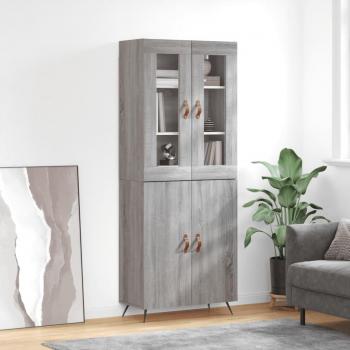 Aparador alto de madera contrachapada gris sonoma 69,5x34x180 cm