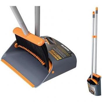 Jekayla Escoba y recogedor, barredora y recogedora de Polvo Combinados con una manija Extensible de 137 cm de Largo para el Barrido de Limpieza del hogar, Naranja