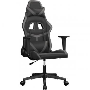 Silla gaming de masaje cuero sintético negro y gris vidaXL
